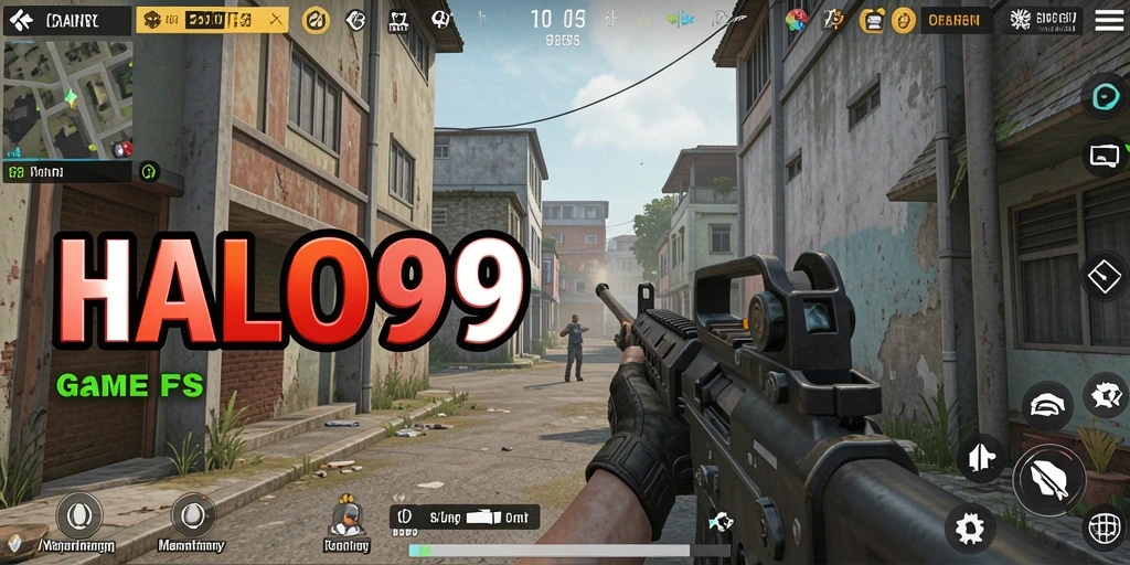 Screenshot HALO99 menampilkan aksi seru dalam pertempuran FPS.