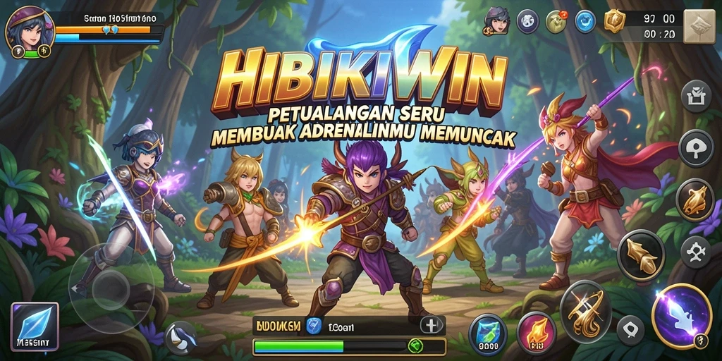 Gameplay HIBIKIWIN menampilkan aksi petualangan yang mendebarkan.