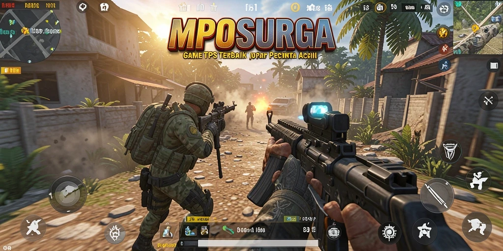 Tampilan gameplay seru di MPOSURGA dengan aksi tembak-menembak intens.